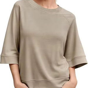 Sweat-shirt à col rond haut de gamme pour femme, le plus vendu, personnalisable OEM, vente en gros, manches trois-quarts, pull décontracté, fabricant de vêtements de mode - Product Image 1