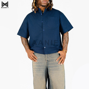 Camisa de Trabajo Azul Marino para Hombre, Corte Recto, Estilo Urbano, Poliéster y Algodón, con Botones, Personalizable con Logotipo, Marca MAANIFY, Gran Venta - Product Image 2