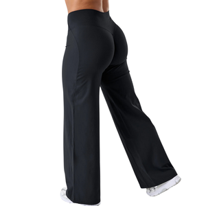 Pantalones anchos negros de talle alto para mujer, elásticos, para yoga, entrenamiento, fitness, descanso, ropa deportiva, cómodos, suaves, para uso diario, Pro - Product Image 4