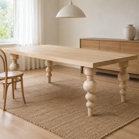Pied de table en bois massif tourné, forme calebasse, base de table en bois massif, style scandinave, installation facile