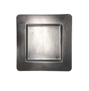 Assiettes de Présentation Carrées en Plastique 13 Pouces, Lot de 6, Bord Plat, Finition Brillante Effet Feuille d'Or, Idéales pour Fêtes, Dîners et Mariages - Product Image 1