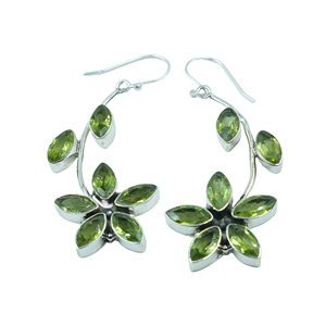 Pendientes de Peridoto Verde, Plata de Ley 925, Pendientes Colgantes, Joyería de Peridoto, Regalo para Mujeres - Product Image 1