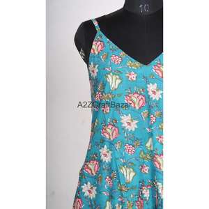 Robe moulante mi-longue en coton écologique à imprimé floral pour femme, style bohème vintage moderne, décontractée pour l'été - Product Image 2