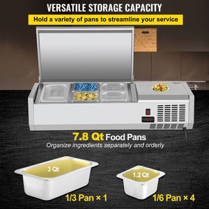 "40" <b>Electric</b> Sandwich/Salad Prep Table 7.8 Qt 150W 1 1/3 & 4 1/6 <b>Pans</b> Refrigerated Condiment Prep Station - Product Image 3