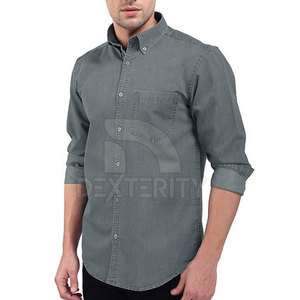 เสื้อเชิ้ตยีนส์ผู้ชายลำลองสั่งทำโลโก้ขายส่ง ระบายอากาศได้ดี เหมาะสำหรับใช้งานกลางแจ้ง คุณภาพสูง สำหรับขายออนไลน์ - Product Image 4