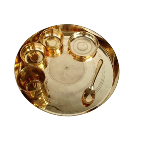 Vaisselle de haute qualité, ensemble de plats en cuivre arrondis, bols, verres, cuillères, prix de gros - Product Image 5