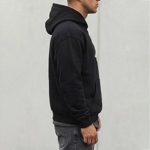 Nouveau sweat-shirt à capuche noir personnalisé pour homme avec impression de numéro style peinture en spray crème, poche avant, coupe classique, décontracté, pour l'automne - Product Image 4