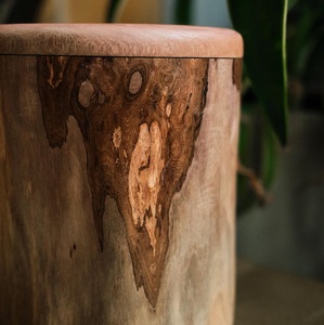 Handcrafted Natural Wooden Pet Urn for Medium/<b>Large</b> Dogs Eco-Friendly Cremation Ashes <b>Jar</b> Rustic Tree Rings Design 200/220 Cubic - Product Image 2