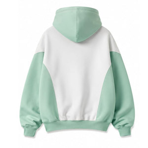 Sudadera con Capucha Unisex Oversize, Bloques de Color, Algodón French Terry, Manga Raglán, Estilo Casual Otoñal, Bolsillo Frontal con Logo - Product Image 3