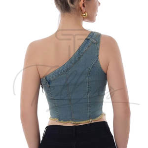 เสื้อครอปเดนิมทรงทูปท็อปขายดีประจำปี 2025 ราคาสมเหตุสมผล รับออกแบบโลโก้ตามสั่ง เสื้อผู้หญิงระบายอากาศได้ดี ราคาถูก - Product Image 2