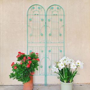 Set di 4 tralicci da giardino in metallo antiruggine da 220 cm x 50 cm per piante rampicanti, supporto per fiori da esterno - Product Image 1