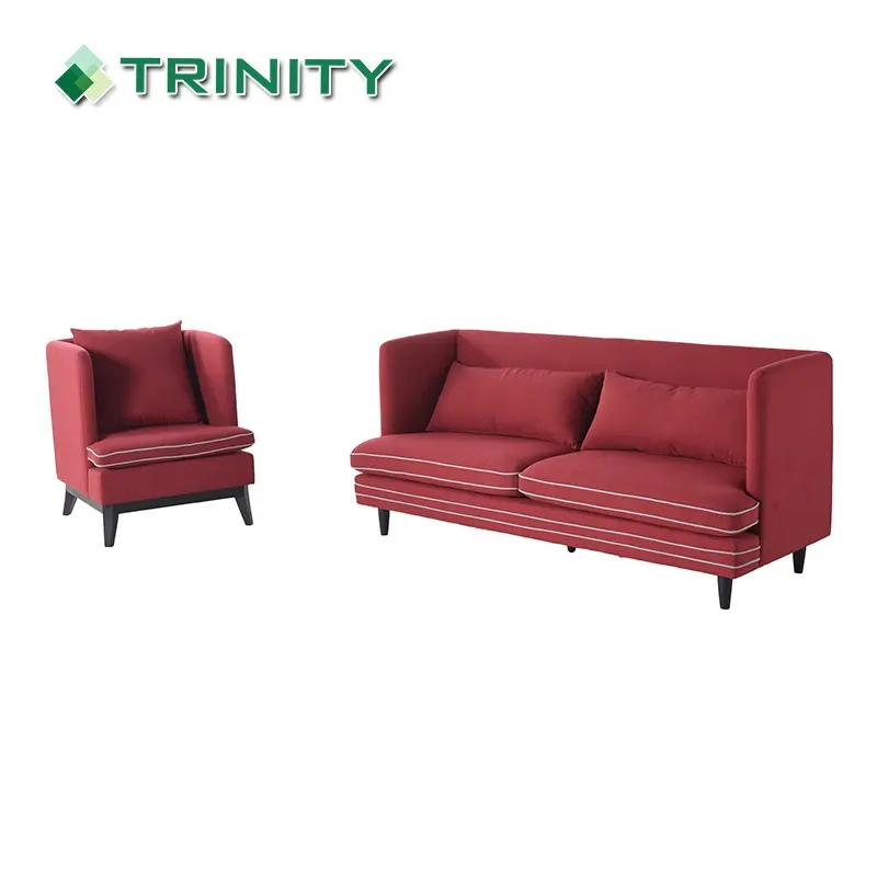 Custom Made Hotel Style Red Upholstery Fabric Modern Lounge Living Room Sofa Set Furniture