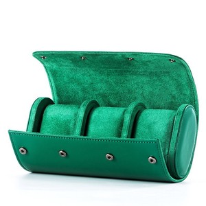 Leatherette Semi-Circle <b>Watch</b> <b>Case</b> with Faux Suede Interior Protective Storage for Wristwatches - Product Image 3