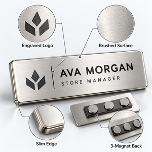 Placa de Identificación Magnética Personalizada para Empleados, Insignia Metálica con Logotipo Personalizado, Fabricante Mayorista OEM - Product Image 3