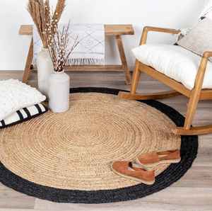 Alfombra decorativa lavable hecha de yute y algodón para dormitorio y sala de estar. - Product Image 2