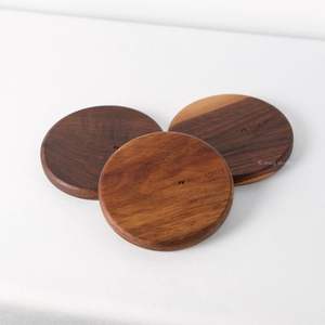 Natural Finish Wooden Coasters Set of 4 Rustic <b>Table</b> <b>Protection</b> - Product Image 3