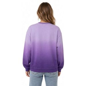 Sweat-shirts pour femmes à manches longues, dégradé violet bicolore, en molleton de coton épais brossé, teinture par immersion, durables - Product Image 3