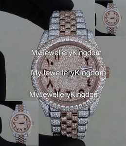 Montre de luxe pour homme en acier inoxydable avec bracelet en moissanite, cadran en verre, boîtier personnalisé entièrement serti de moissanite, mouvement entièrement automatique, étanche 10 bars - Product Image 1