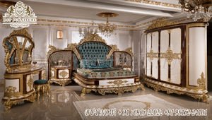 หรูหราแกะสลักพระราชวิลล่าชุดเฟอร์นิเจอร์ห้องนอนพรีเมี่ยมสไตล์พระราชหรูหราเตียงและห้องนอนชุดเฟอร์นิเจอร์ซื้อไม้แกะสลักห้องนอน - Product Image 4