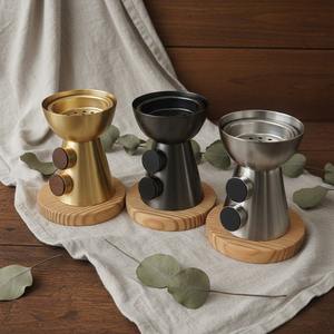 Brûleur à Bakhoor sur piédestal moderne, encensoir à Oud en métal de luxe avec base ronde en bois, Mabkhara nordique pour la fragrance d'intérieur, cadeau décoratif - Product Image 2