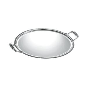 Bandeja Ovalada de Peltre y Latón con Acabado Plateado Antiguo, Bandeja Decorativa de Lujo para Servir Agua con Asa - Product Image 5