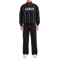 Ensemble de survêtement coupe-vent en nylon léger et réfléchissant de 3 m, personnalisé en usine, avec sweats à capuche zippés et pantalons de survêtement en nylon