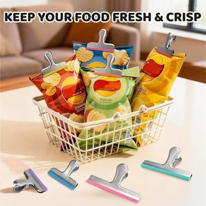 Confezione da 12 Clip per Sacchetti in Acciaio Inox con Copertura in Silicone, Codificate per Colore, Sigillatura Ermetica per Sacchetti Alimentari, Niente Più Bordi Affilati - Product Image 3