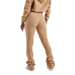 กางเกงวอร์มสตรีทแวร์ทรงสแต็คแบบปรับแต่งได้สำหรับผู้หญิง กางเกงวอร์มลำลองสำหรับออกกำลังกาย ผลิตจากผ้าฝ้ายออร์แกนิค 100% สำหรับสาวๆ - Product Image 3