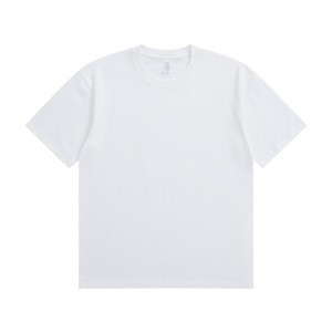 China Bangladesh Factory Price OEM Customized Logo Embroidery 260G Heavyweight Combed Cotton Loose Fit Solid <b>White</b> Men T Shirt - Product Image 3