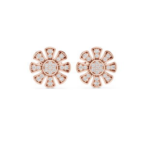Boucles d'oreilles en or jaune 14 carats avec diamant rond cultivé en laboratoire pour un usage quotidien, pour femmes |   Nouveau diamant cultivé - Product Image 3