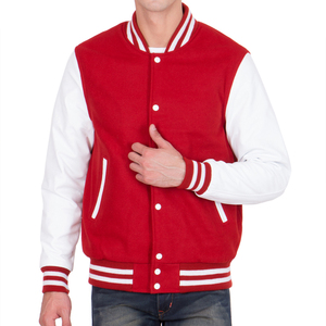 <b>Mens</b> Red Varsity <b>Jacket</b> White Sleeves Letterman Bomber <b>Jacket</b> Casual <b>Baseball</b> Style High School College Fashion Winter Warm Coat - Product Image 3