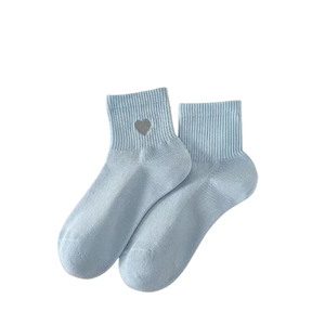 Spring and Summer Fresh College-Style <b>Women's</b> <b>Socks</b> Cotton <b>Socks</b> with Embroidered Hearts Mesh <b>Socks</b> Fashionable Sports - Product Image 3