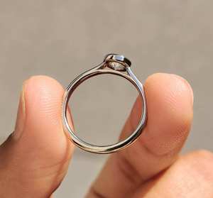 Modern round bezel solitaire <b>diamond</b> <b>ring</b> with sleek minimalist setting luxury bridal engagement anniversary fine jewelry design - Product Image 4