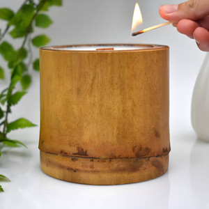 Bougies en bambou écologiques, très populaires actuellement, artisanat naturel, prix le plus bas, récipient à bougie naturel. - Product Image 4