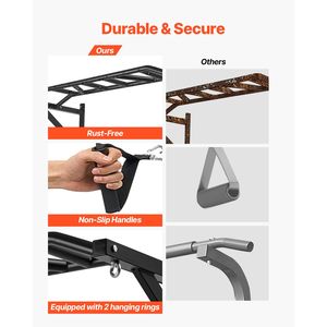 Barra Orizzontale Multifunzione a Muro per Trazioni, Larghezza 50 cm, in Acciaio Resistente, per Allenamento Superiore del Corpo e Chin-Up - Product Image 4