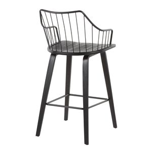 Tabouret de comptoir Winston Farmhouse en bois noir et métal, meubles de salle à manger - Product Image 3