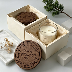 ฝาไม้ MDF แบบกำหนดเองสำหรับขวดเทียนทรงกลม พร้อมโลโก้สลักลึก สัมผัสนุ่ม สีวอลนัท สำหรับบรรจุภัณฑ์ขวดแก้ว - Product Image 2