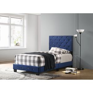 Elegante letto singolo imbottito blu navy - Categoria prodotto - Product Image 5