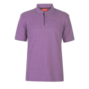 เสื้อโปโลผู้ชายสีม่วง แขนสั้น ผ้าปิเก้ สีพื้น ลำลอง ทรงปกติ ติดกระดุม - Product Image 1