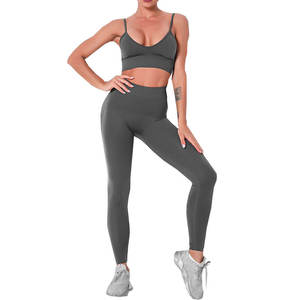 New Latest Style <b>Low</b> MOQ Women Yoga Set Factory Direct Sale High Quality Seamless Breathable 2 Piece Yoga Set Waist Front Waist - Product Image 1