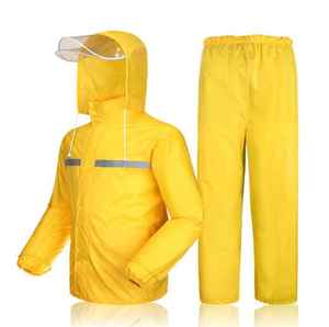 Universal Adult Waterproof Rain Suit Hooded <b>Jacket</b> and Pants Set <b>Reflective</b> Outdoor Hiking Camping Wear - Product Image 2