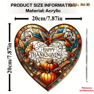 CIFbuy Atrapasol de Calabaza y Corazón para Acción de Gracias, Decoración Colgante de Acrílico para Jardín, Ventana de Otoño, Cristal y Atrapasoles - Product Image 2