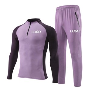High Quality Custom Workout 3/4 <b>Zip</b> Pullover Training Jogging Wear Patchwork Color 2 Piece Sweat Suit Tracksuits for Men - Product Image 2