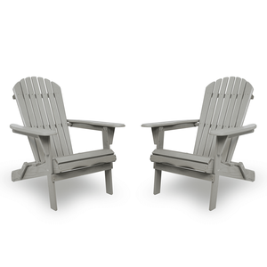 Set di 2 Sedie Adirondack in Legno di Cedro Massiccio, Sedia Pieghevole in Legno Intagliato per Giardino e Patio - Product Image 1