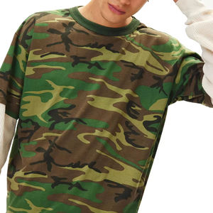 T-shirt en coton de haute qualité avec logo personnalisé camouflage, coupe ample, double couche, manches longues pour hommes, t-shirts à manches longues camouflage - Product Image 3