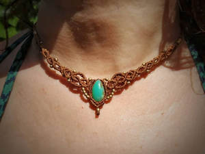 Collar de Macramé Hecho a Mano con Piedra Turquesa, Joyería Curativa Ajustable Estilo Boho - Product Image 6