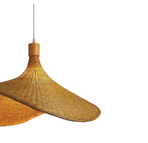 Designer Handcrafted Rattan Lampshade Sculptural Brim Pendant <b>Light</b> Fixture Bohemian <b>Chandelier</b> for Interior Decor - Product Image 3