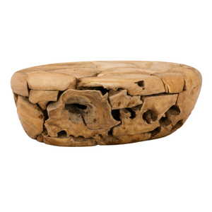 Mesa de Centro ARTERRA de Lujo, Duradera, Multifuncional, de Madera Orgánica Sólida, Mosaico de Raíz de Teca, Ecológica, Hecha a Mano, Diseño Rústico Moderno - Product Image 1