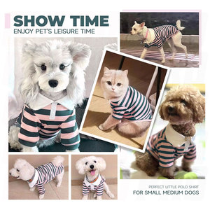 Cute <b>Dog</b> Shirt Boy Girl <b>Dog</b> Clothes Striped <b>Collared</b> Polo T Shirt for <b>Small</b> Medium <b>Dogs</b> Cats Soft Breathable Pet Puppy Outfits - Product Image 5