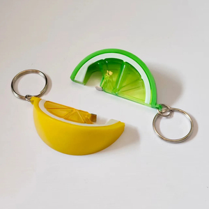 Décapsuleur en forme de citron, porte-clés en plastique, outil de bar, support pour garniture de cocktail, style moderne portable, anneau porte-clés - Product Image 2